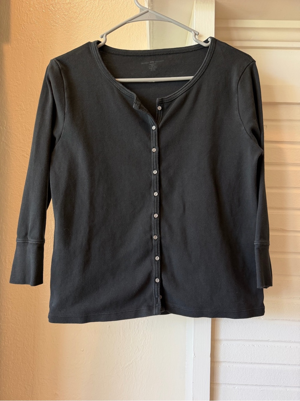 Brandy Melville Black Button Front Long Sleeve  Top